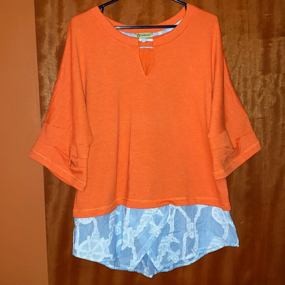 Democracy Combo Nautical Top, Grapefruit, Size: L